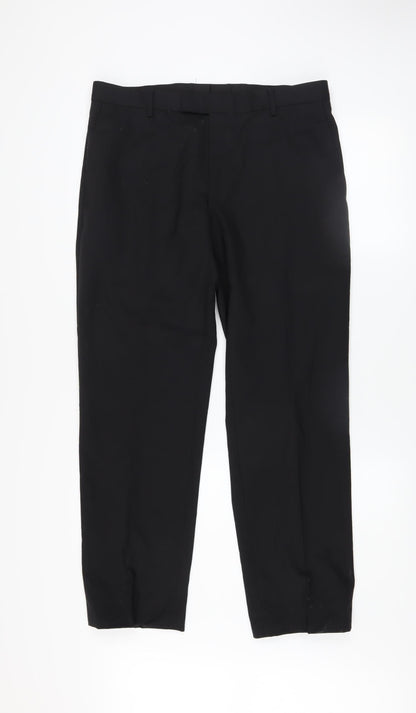 Mens UK Size M Strellson Regular Fit Dress Pants Black Trousers