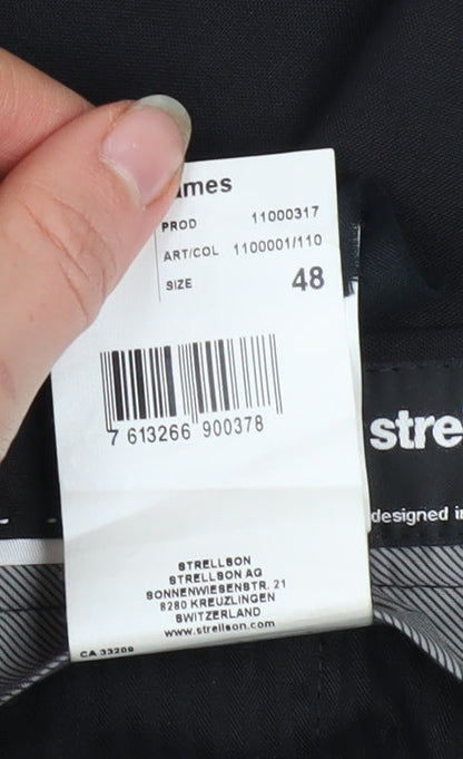 Mens UK Size M Strellson Regular Fit Dress Pants Black Trousers