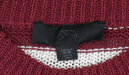 Mens UK Size S Zara Red Pullover Jumper