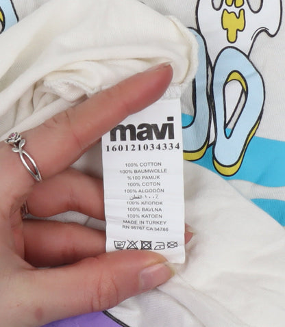 Mens UK Size One Size Mavi White  T-Shirt