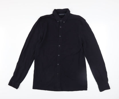 French Connection Men's Black Cotton Long Sleeve Button-Up Shirt M