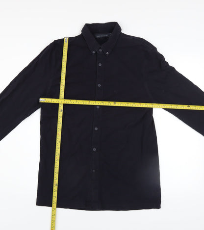 French Connection Men's Black Cotton Long Sleeve Button-Up Shirt M