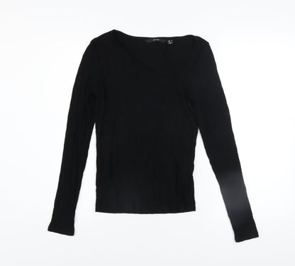 Vero Moda Women’s Black Viscose Long Sleeve V-Neck Slim Top S