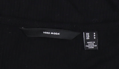 Vero Moda Women’s Black Viscose Long Sleeve V-Neck Slim Top S