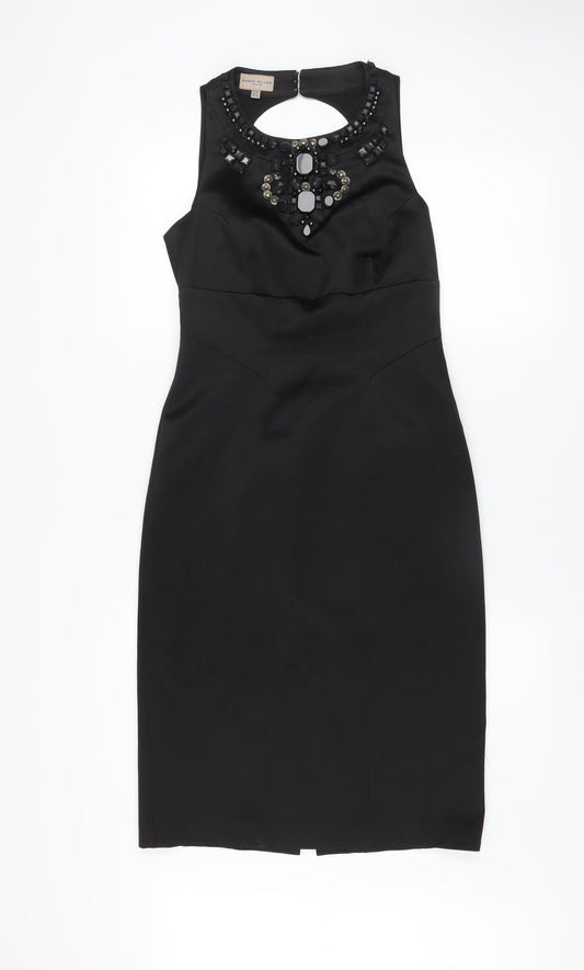 Karen Millen Women Black Size 10 Sleeveless Beaded Sheath Dress
