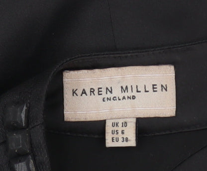 Karen Millen Women Black Size 10 Sleeveless Beaded Sheath Dress