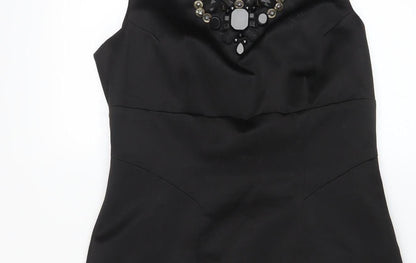 Karen Millen Women Black Size 10 Sleeveless Beaded Sheath Dress