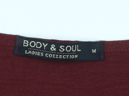 Womens UK Size M Body & Soul Red Basic Blouse