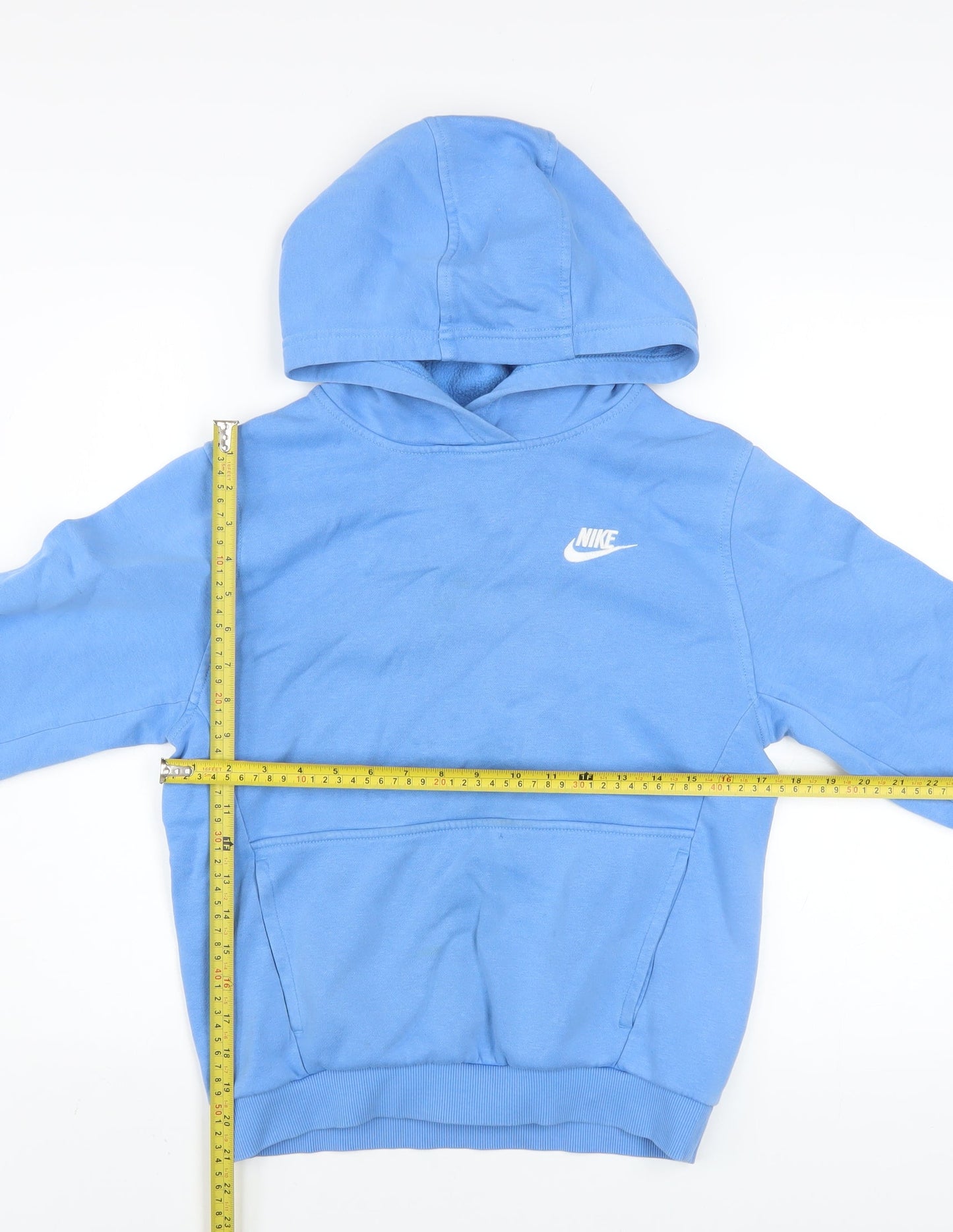 Nike Boys Blue Pullover Hoodie 13-14 Years Regular Fit Fleece Sweatshirt