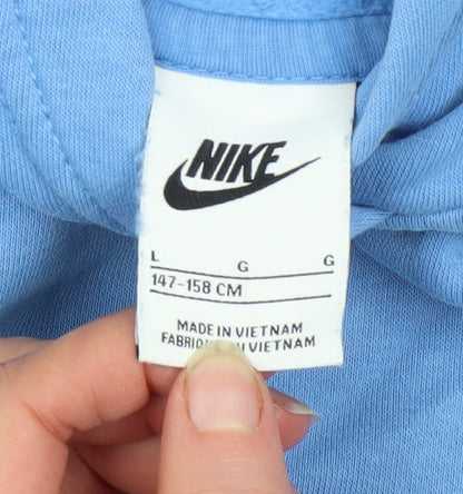 Nike Boys Blue Pullover Hoodie 13-14 Years Regular Fit Fleece Sweatshirt