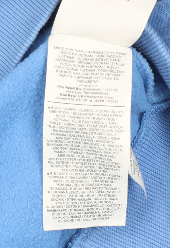 Nike Boys Blue Pullover Hoodie 13-14 Years Regular Fit Fleece Sweatshirt
