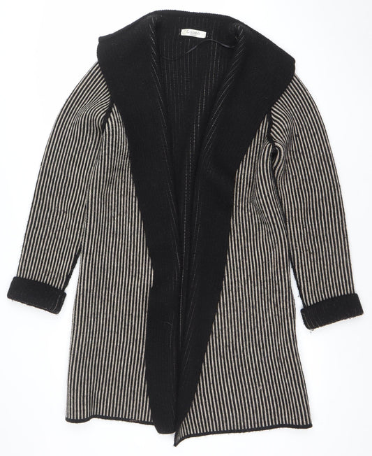 Cocogio Womens Black Striped Long Sleeve Open Cardigan UK 14