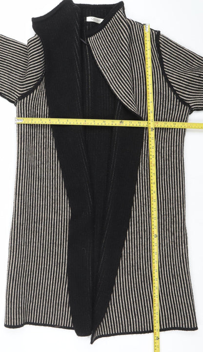 Cocogio Womens Black Striped Long Sleeve Open Cardigan UK 14