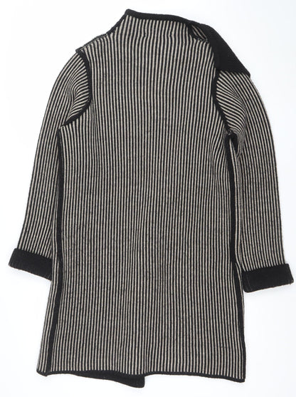 Cocogio Womens Black Striped Long Sleeve Open Cardigan UK 14