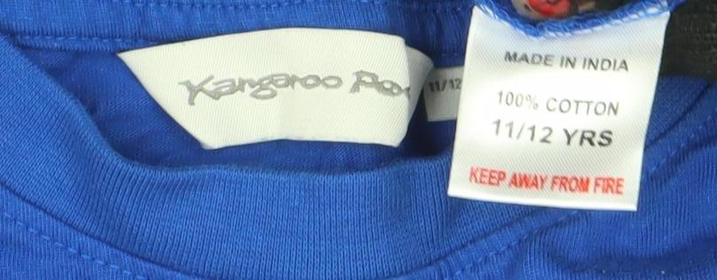 Boys UK Size 11-12 Years Kangaroo Poo Blue Basic T-Shirt