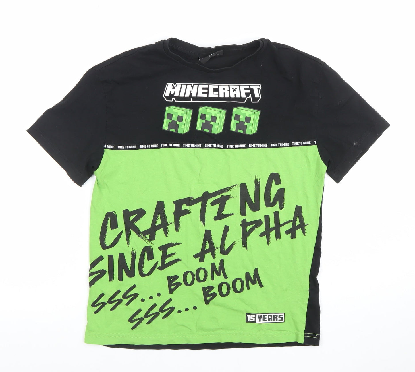 Boys UK Size 9-10 Years Minecraft Black Basic T-Shirt