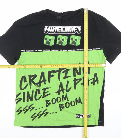 Boys UK Size 9-10 Years Minecraft Black Basic T-Shirt