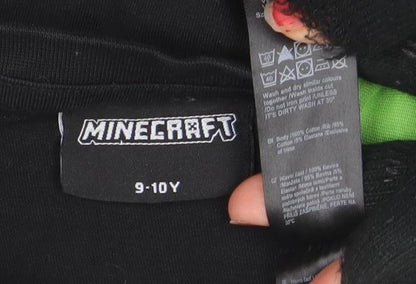 Boys UK Size 9-10 Years Minecraft Black Basic T-Shirt