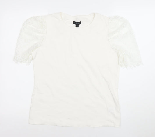 Womens UK Size L Blue Vanilla White Basic T-Shirt