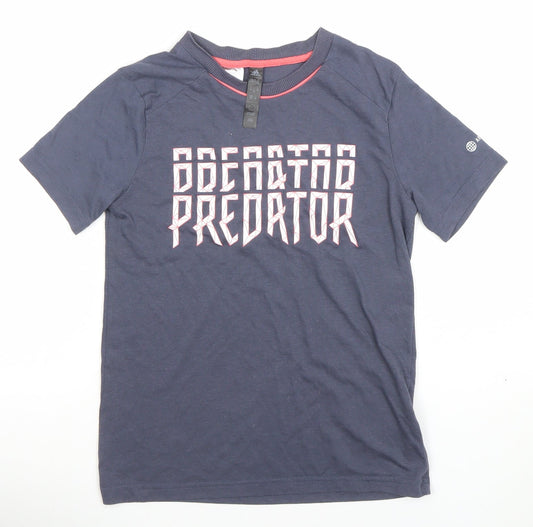 Adidas Boys Blue Predator Graphic T-Shirt 9-10 Years Regular Fit Sports Tee