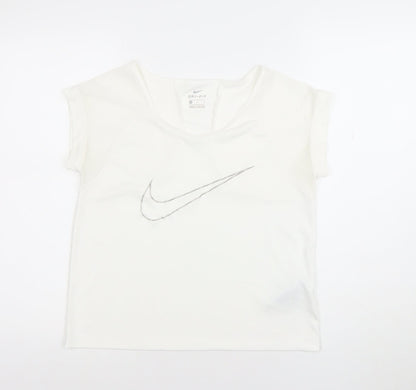 Womens UK Size M Nike White Running & Jogging Gym & Training Yoga T-Shirt