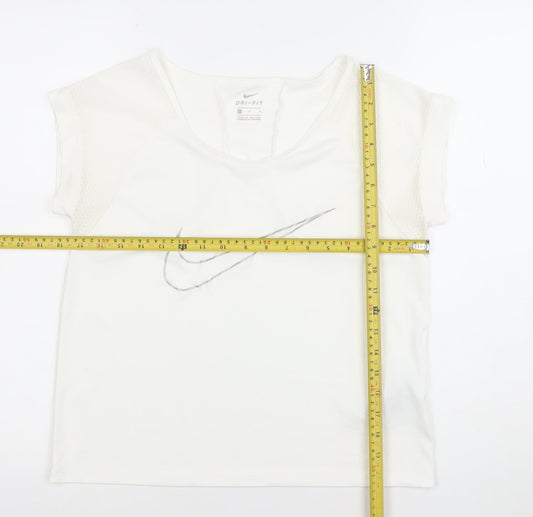 Womens UK Size M Nike White Running & Jogging Gym & Training Yoga T-Shirt