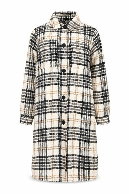 Jacqueline de Yong Women’s Beige Check Long Sleeve Overcoat Size S