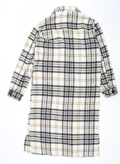 Jacqueline de Yong Women’s Beige Check Long Sleeve Overcoat Size S
