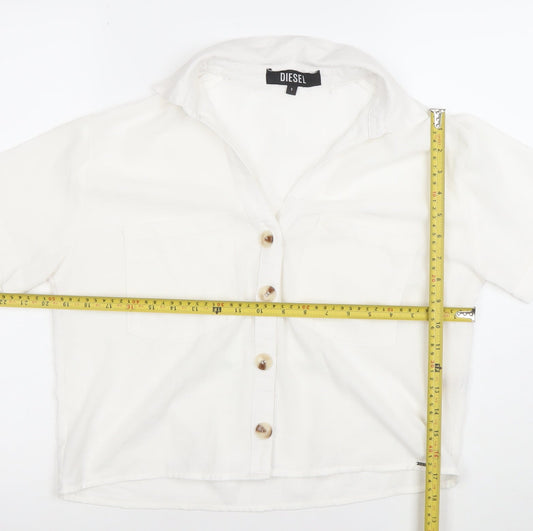 Womens UK Size S Diesel White Basic Button-Up