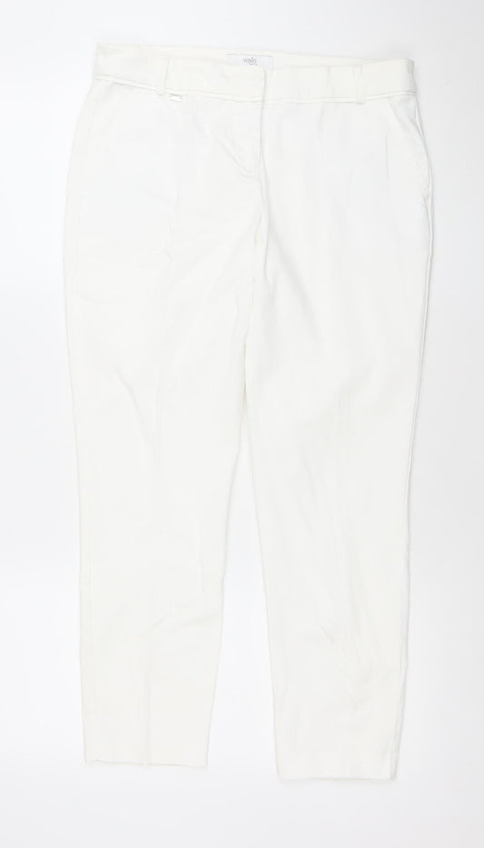 Womens UK Size 12 Wallis Regular Fit Straight White Jeans