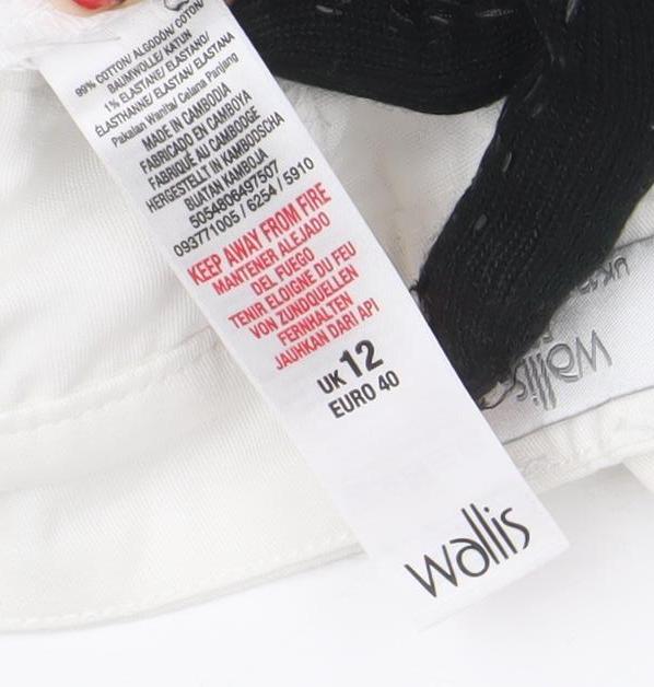 Womens UK Size 12 Wallis Regular Fit Straight White Jeans