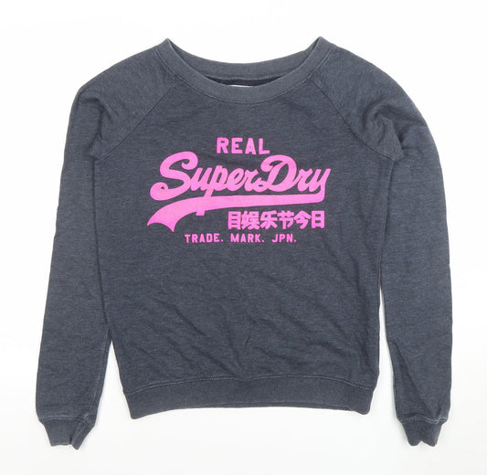 Womens UK Size S Superdry Grey Pullover Sweatshirt