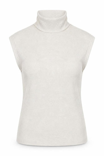 River Island Womens Beige Roll Neck Sleeveless Jersey Top Size 12