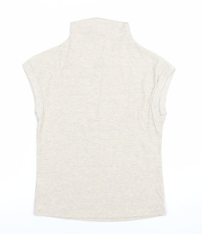 River Island Womens Beige Roll Neck Sleeveless Jersey Top Size 12