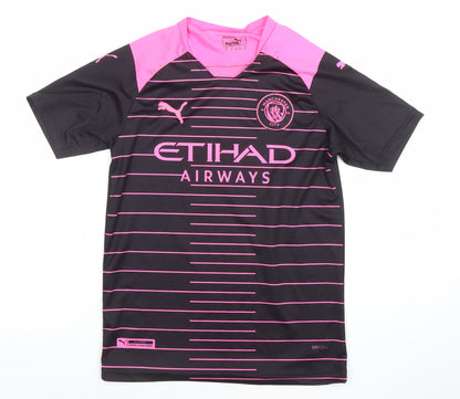 Puma Boys Black Pink Manchester City Kun Aguero 10 Football Jersey T-Shirt 152