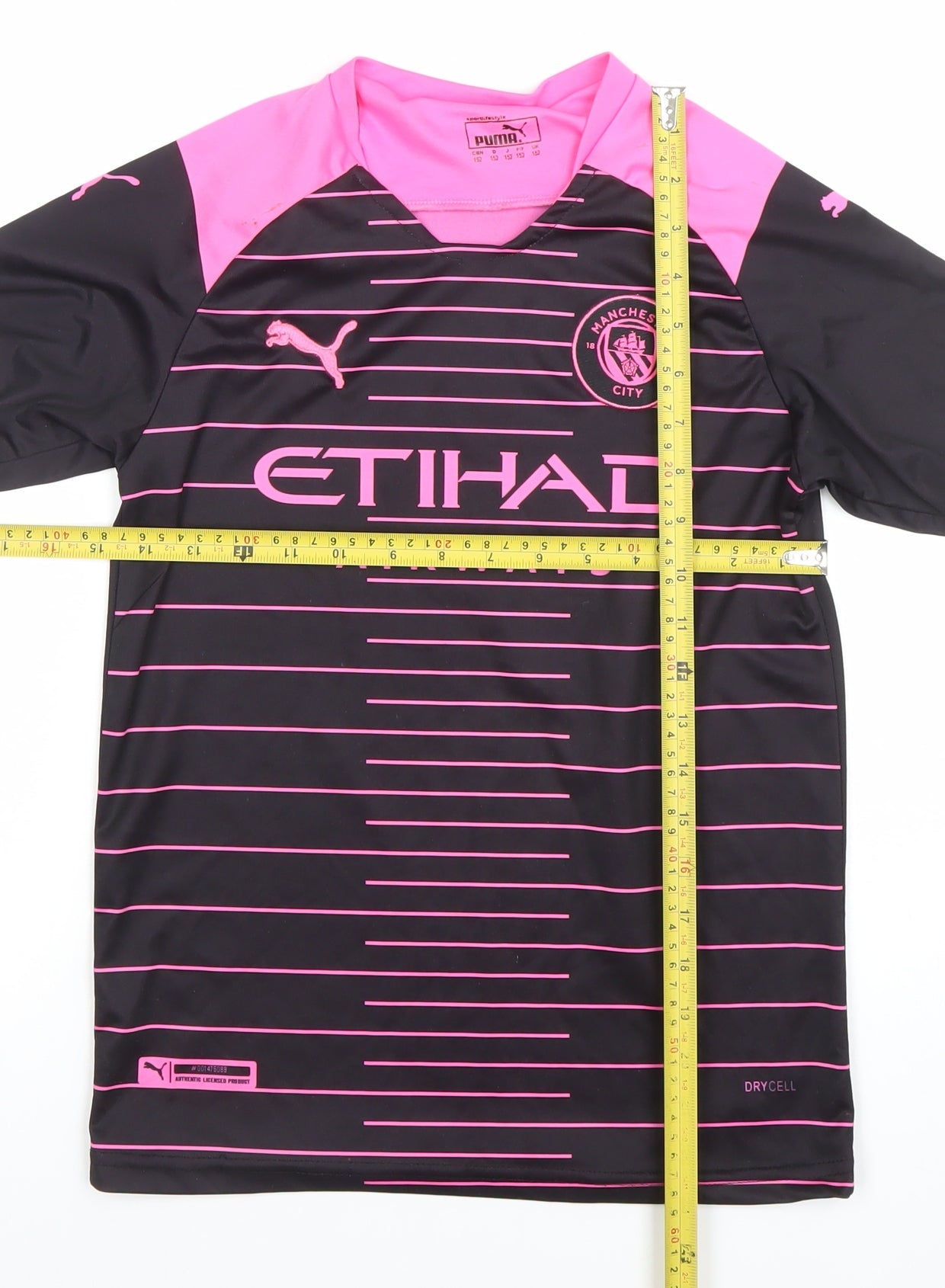 Puma Boys Black Pink Manchester City Kun Aguero 10 Football Jersey T-Shirt 152