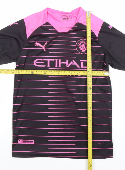 Puma Boys Black Pink Manchester City Kun Aguero 10 Football Jersey T-Shirt 152