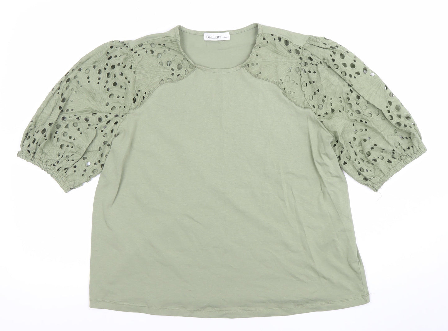 Womens UK Size L Gallery Green Basic T-Shirt