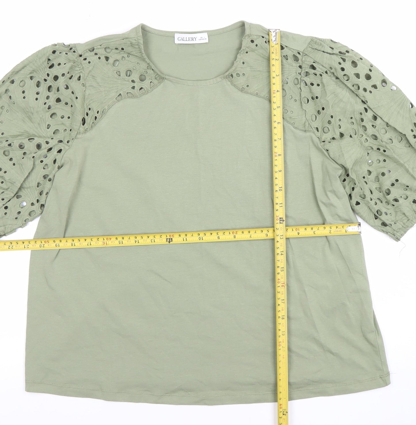 Womens UK Size L Gallery Green Basic T-Shirt