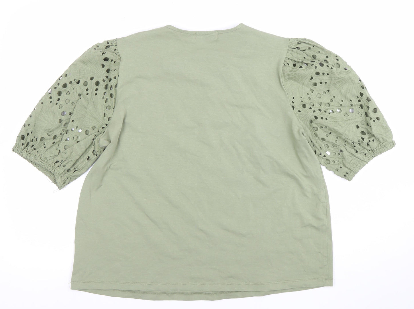 Womens UK Size L Gallery Green Basic T-Shirt