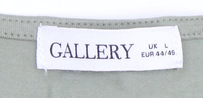 Womens UK Size L Gallery Green Basic T-Shirt