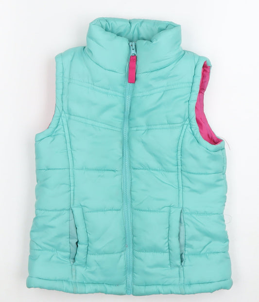 Kavoc Girls Blue Puffer Waistcoat 5-6 Years Quilted Sleeveless Winter Gilet