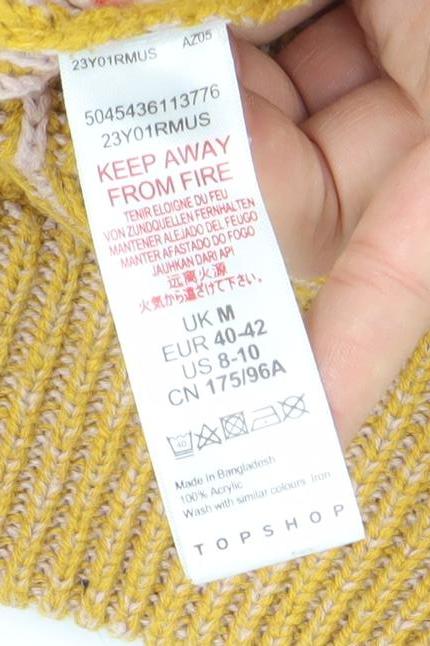 Womens UK Size M Topshop Yellow Pullover Jumper