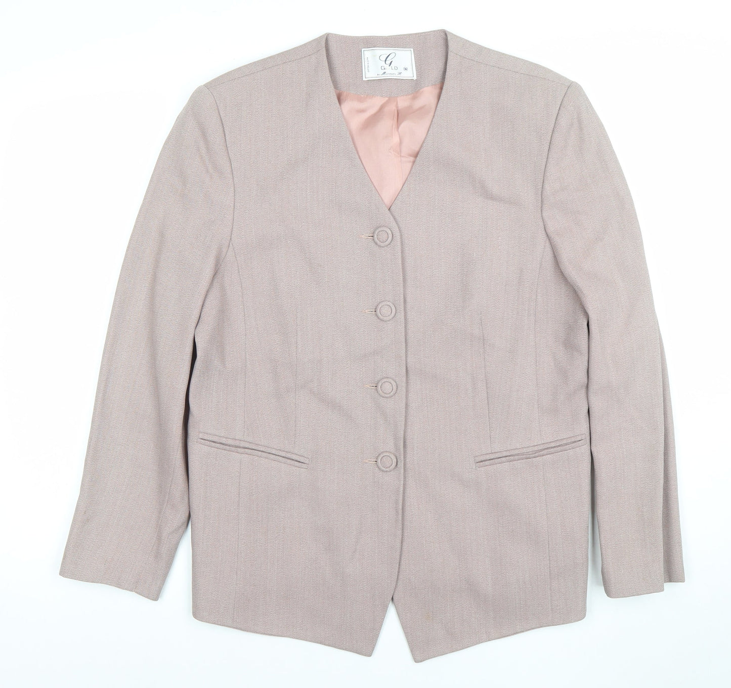Womens UK Size 16 Gold by Michael H Regular Beige Blazer