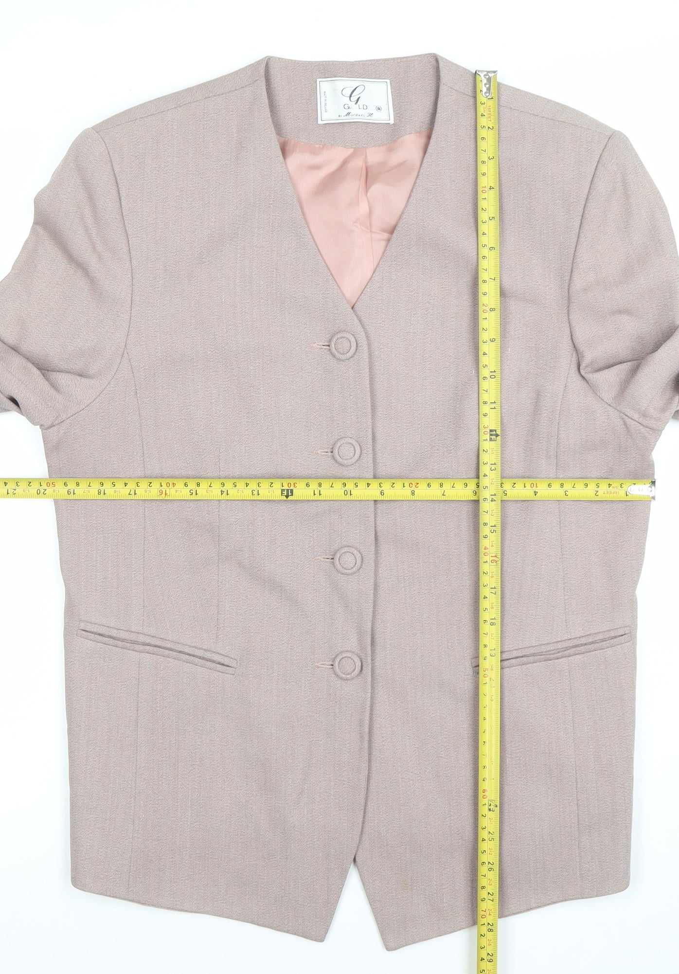 Womens UK Size 16 Gold by Michael H Regular Beige Blazer