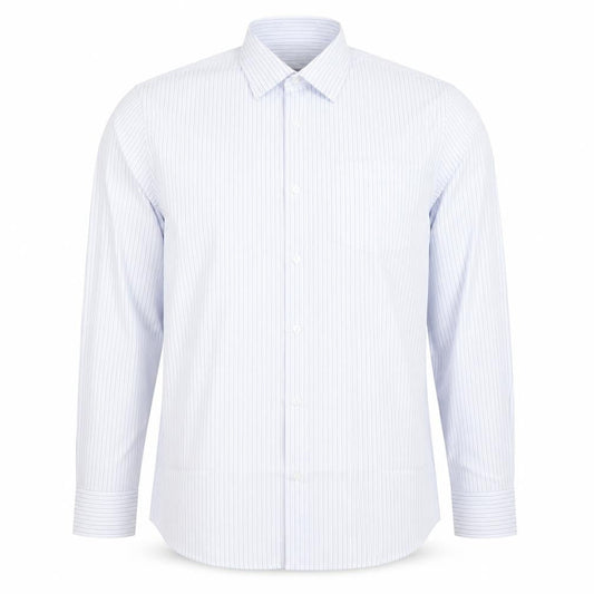 Front view of Dunnes Men's Blue Striped Regular Fit 15.5in Cotton Shirt