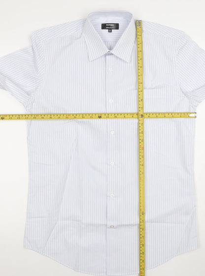 Dunnes Stores Men's Blue Striped Regular Fit 15.5in Cotton Shirt