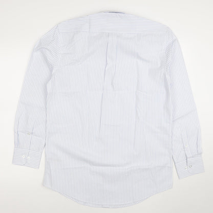 Dunnes Stores Men's Blue Striped Regular Fit 15.5in Cotton Shirt