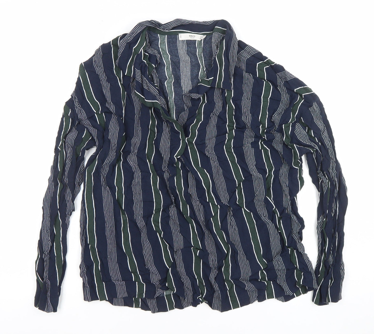 Womens UK Size 12 Mango Blue Basic Button-Up