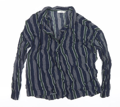 Womens UK Size 12 Mango Blue Basic Button-Up